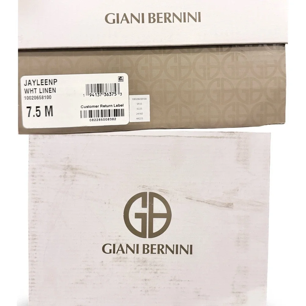 Giani Bernini Jayleen White Linen Platform Wedge Sandals Womens Sz 7.5M NEW - Picture 3 of 12